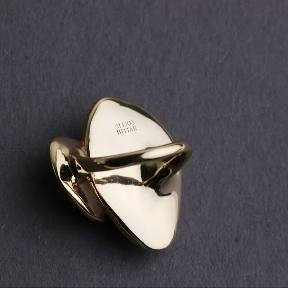 Alexis Bittar Wood Grain Lucite, Stone, Enamel Ring $275